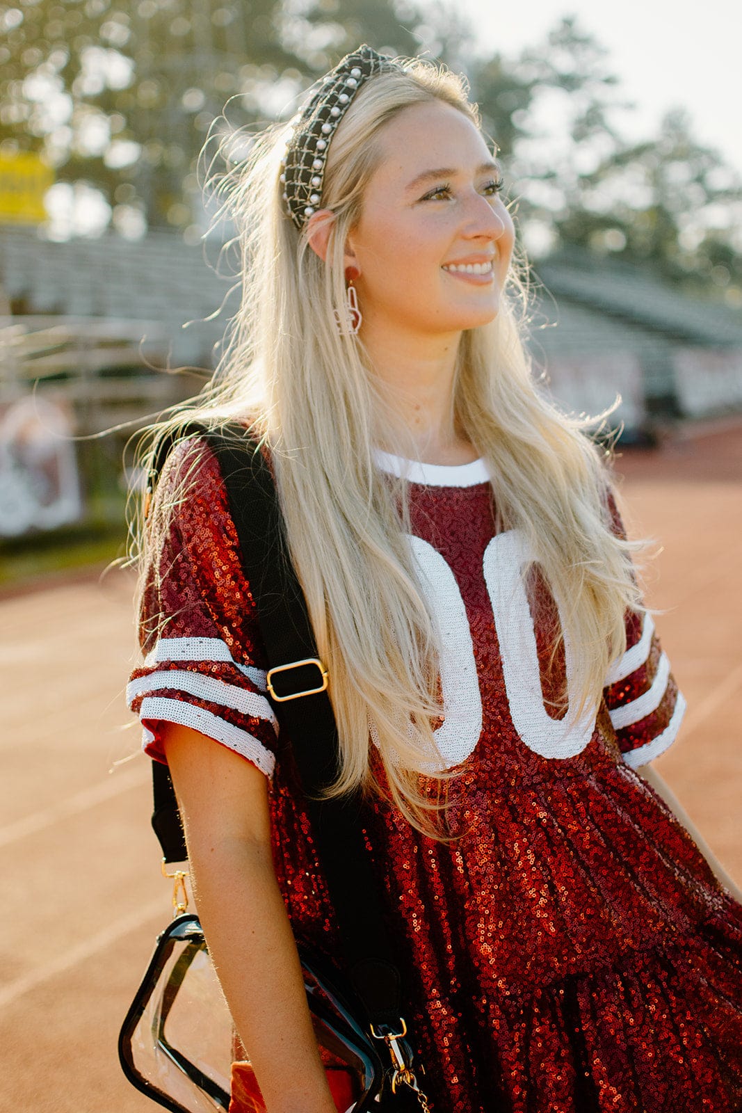 Maroon White Sequin Dress