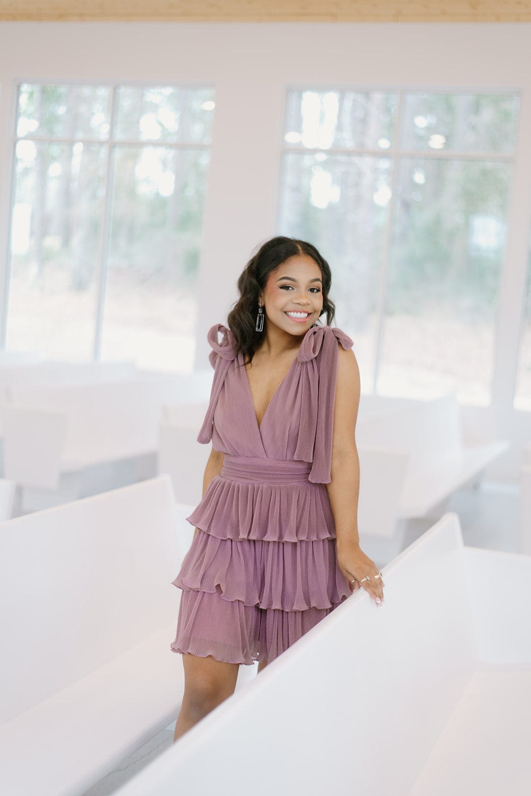 Mauve Pleated Ruffled Mini Dress - Results: Mauve Pleated Mini Dress with Ruffles