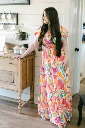 Multicolored Marble Maxi Dress - Results: Vari-colored Marble Long Dress