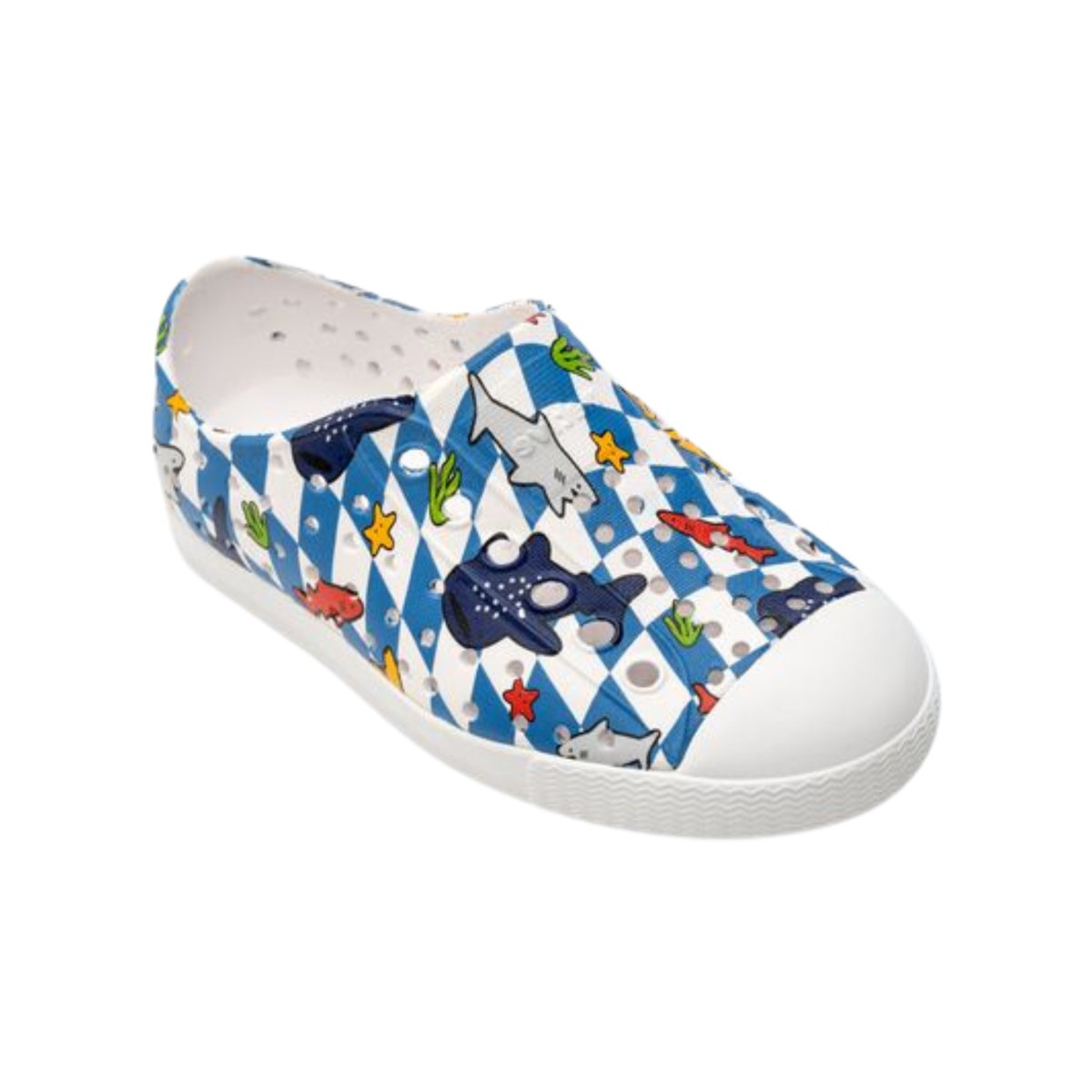 Native Toddler's Jefferson Tod Sugarlite Shoe White/Shark Grid Print