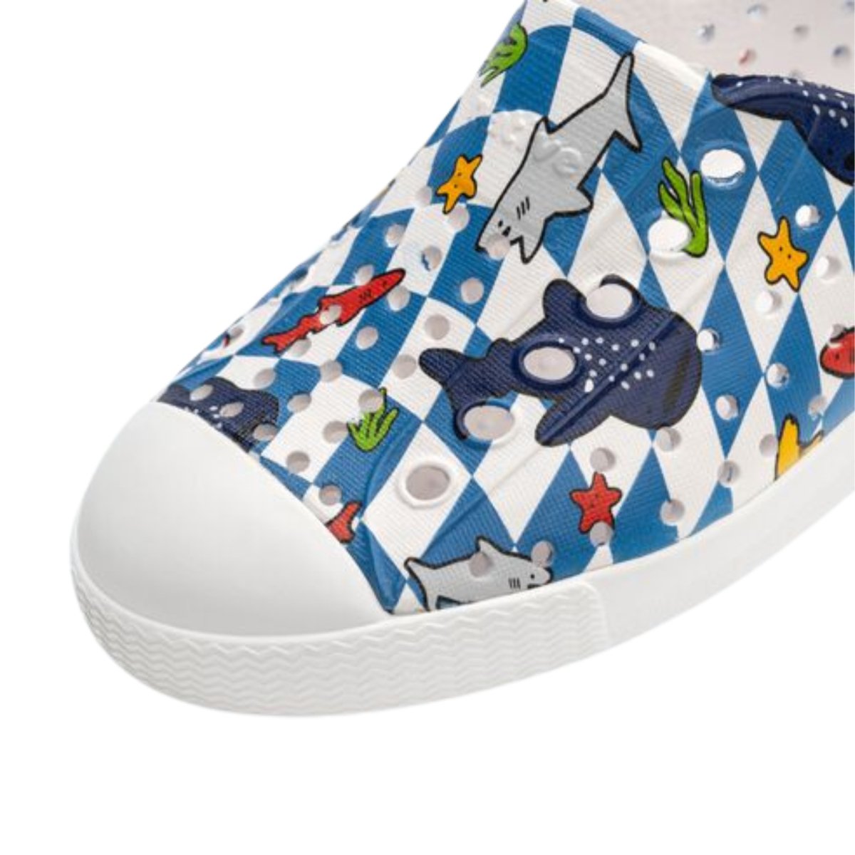 Native Toddler's Jefferson Tod Sugarlite Shoe White/Shark Grid Print