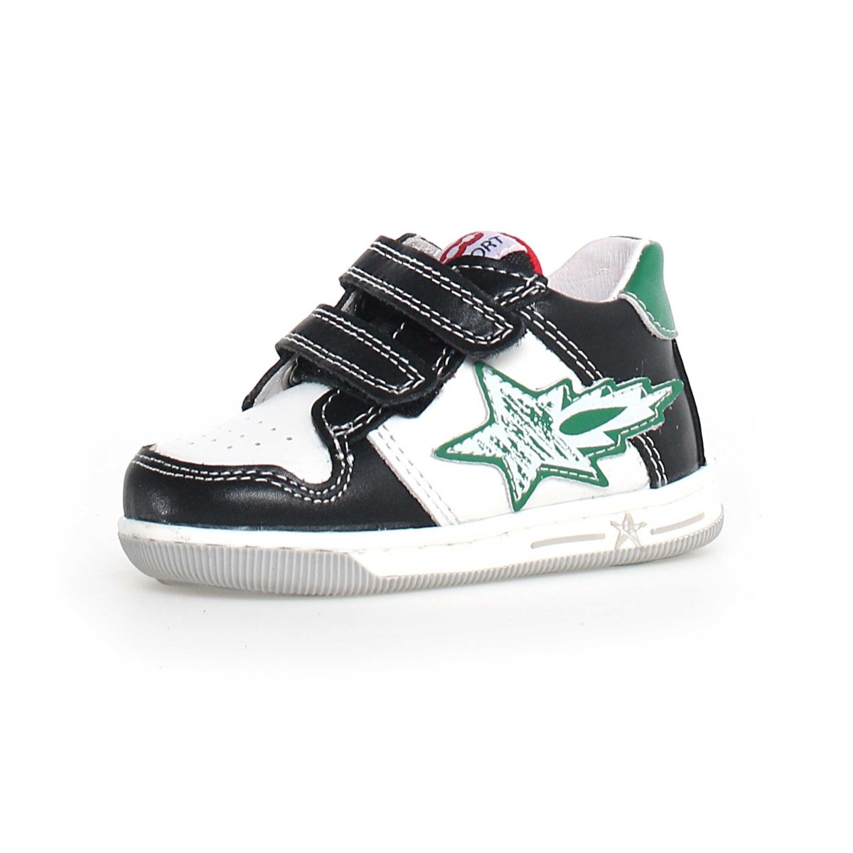 Naturino Toddler Size 22-26 Shoes - Frankie White/Black/Green Star