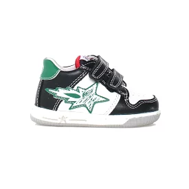 Naturino Toddler Size 22-26 Shoes - Frankie White/Black/Green Star