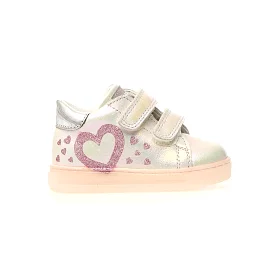 Naturino Toddler's Falcotto Cordis - Silver Pink Heart Pink Sole