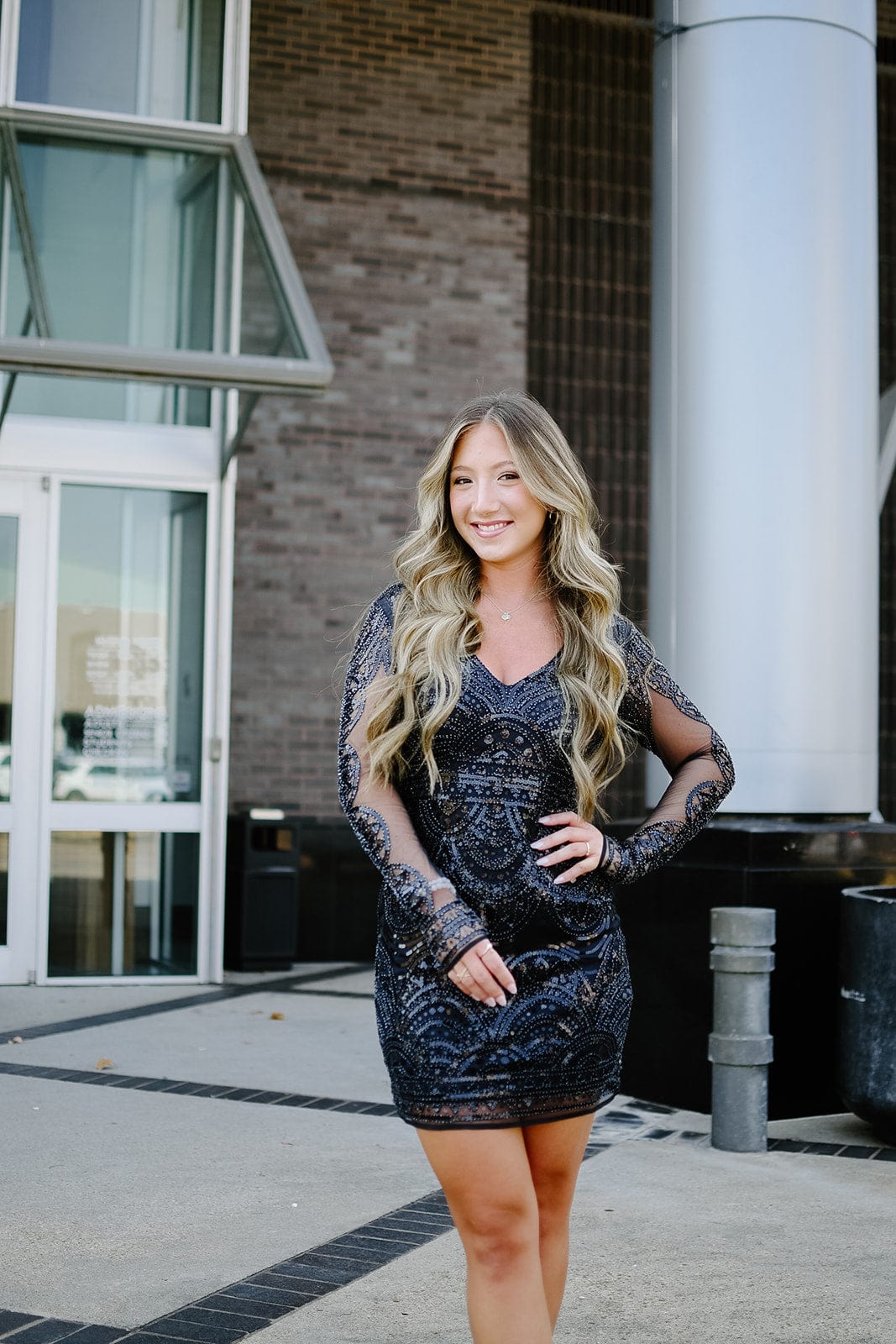 Navy Beaded Cocktail Dress