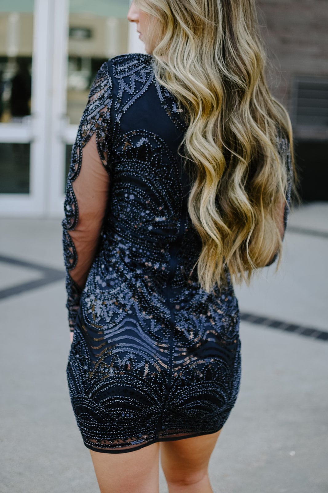 Navy Beaded Cocktail Dress