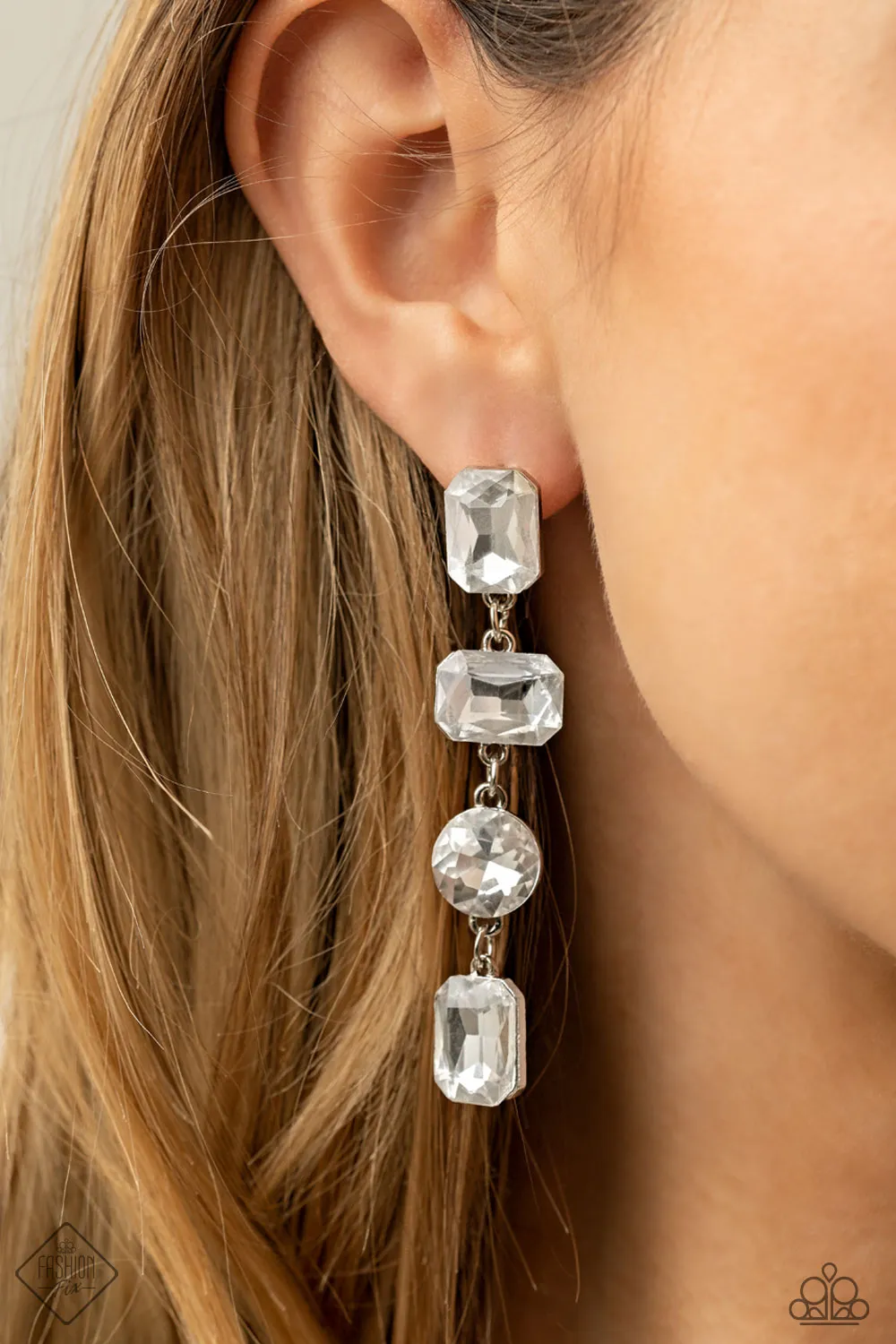 Paparazzi Accessories Cosmic Heiress White Earrings, Affordable Fashion Jewelry