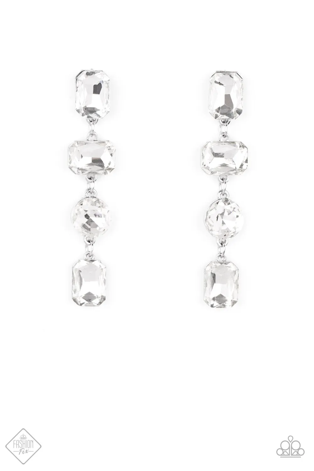 Paparazzi Accessories Cosmic Heiress White Earrings, Affordable Fashion Jewelry