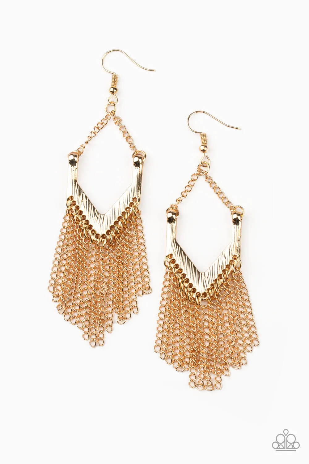 Paparazzi Accessories - Trendy Gold Fringe Bead Earrings