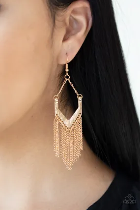 Paparazzi Accessories - Trendy Gold Fringe Bead Earrings