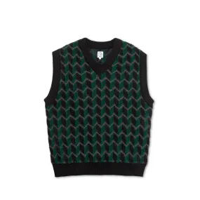 Polar Zig Zag Knit Vest - Black/Dark Teal