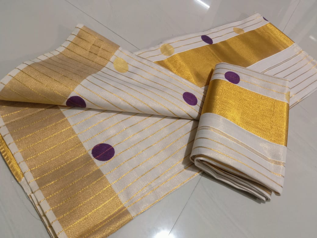 Purple Polka Beauty Golden Tissue Scarf for Women