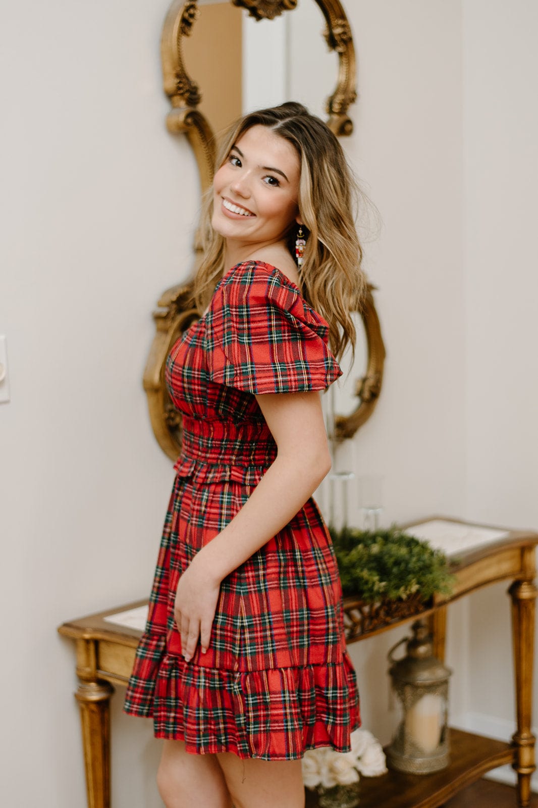 Red Plaid Smocked Dress - Trendy Women's Fashion - Shop Now