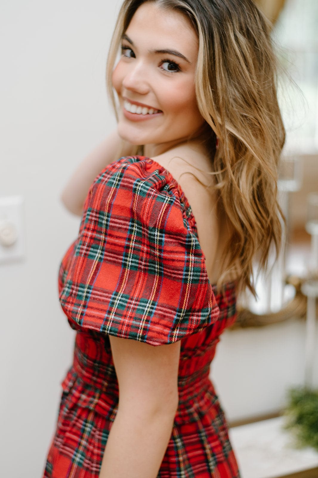 Red Plaid Smocked Dress - Trendy Women's Fashion - Shop Now