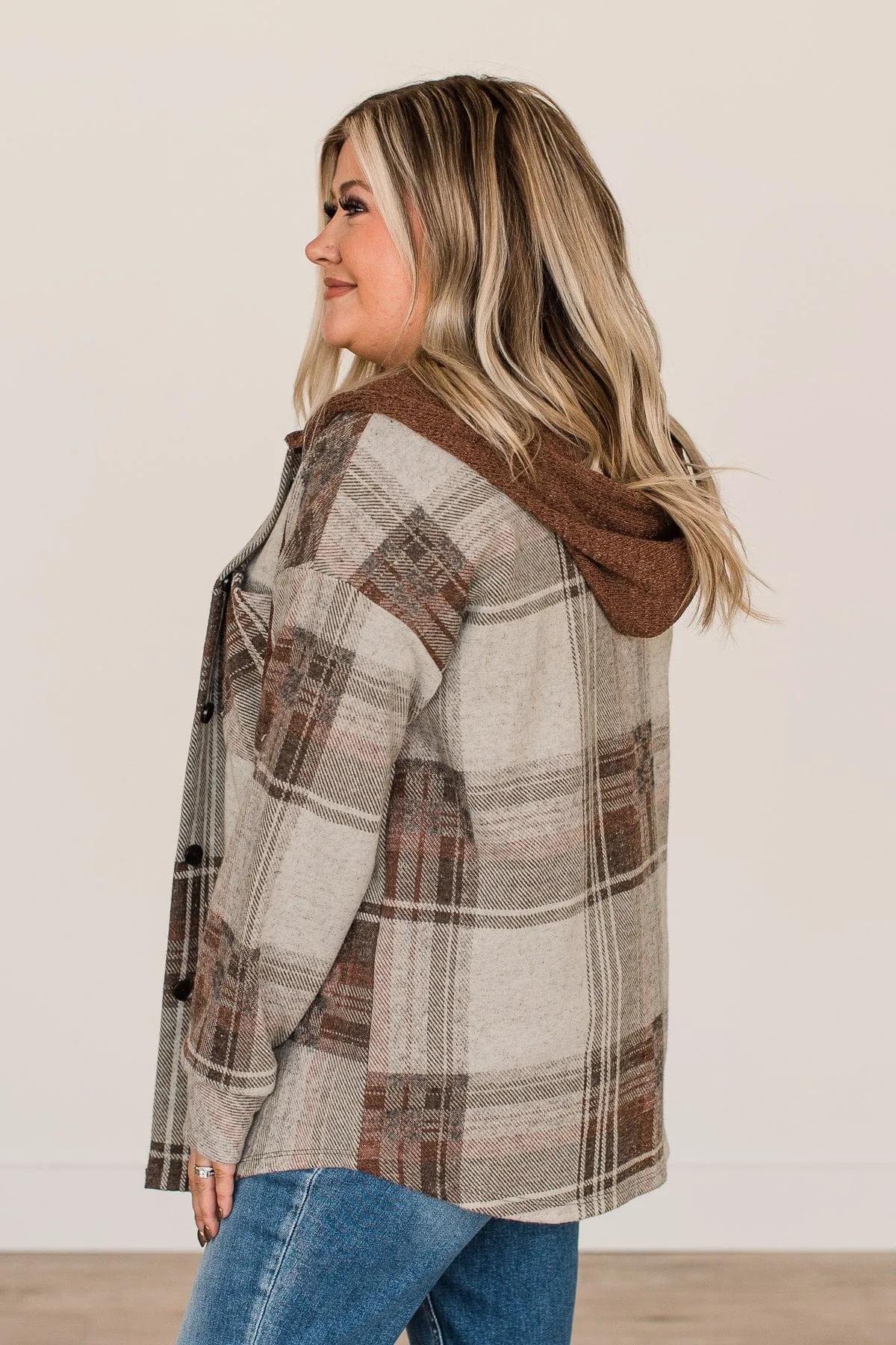 Sitting Fireside Button Top- Brown