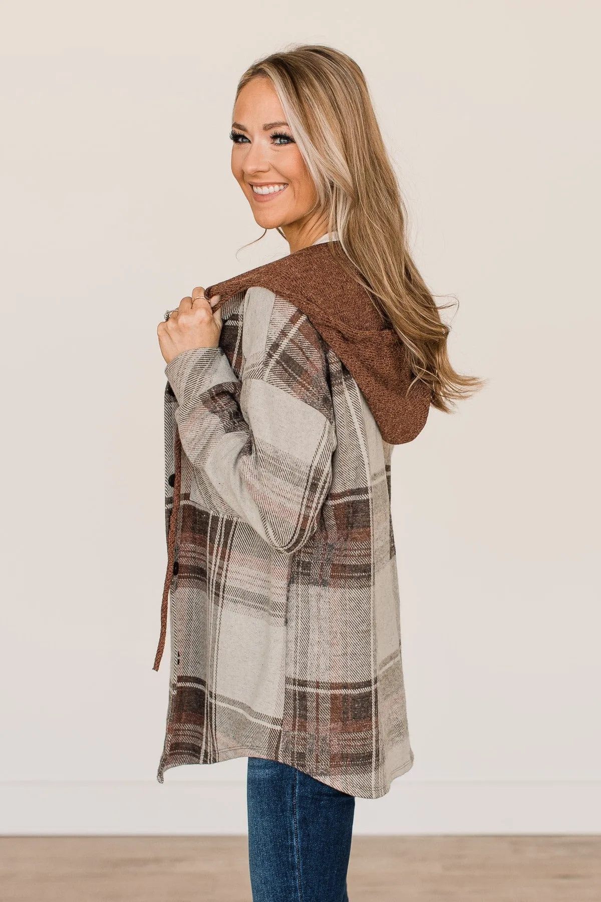 Sitting Fireside Button Top- Brown