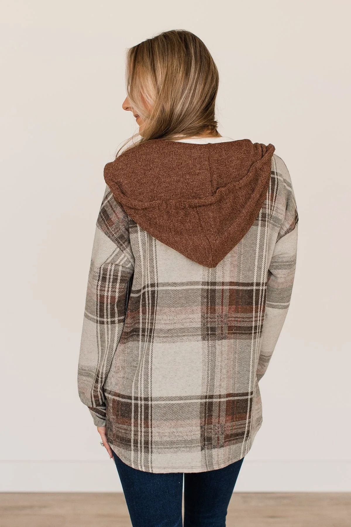 Sitting Fireside Button Top- Brown