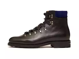 Snoqualmie - MTO - Black Soft Grain / Vivid Blue Suede - NJF Last - Rugged Rubber Sole with Stormwelt