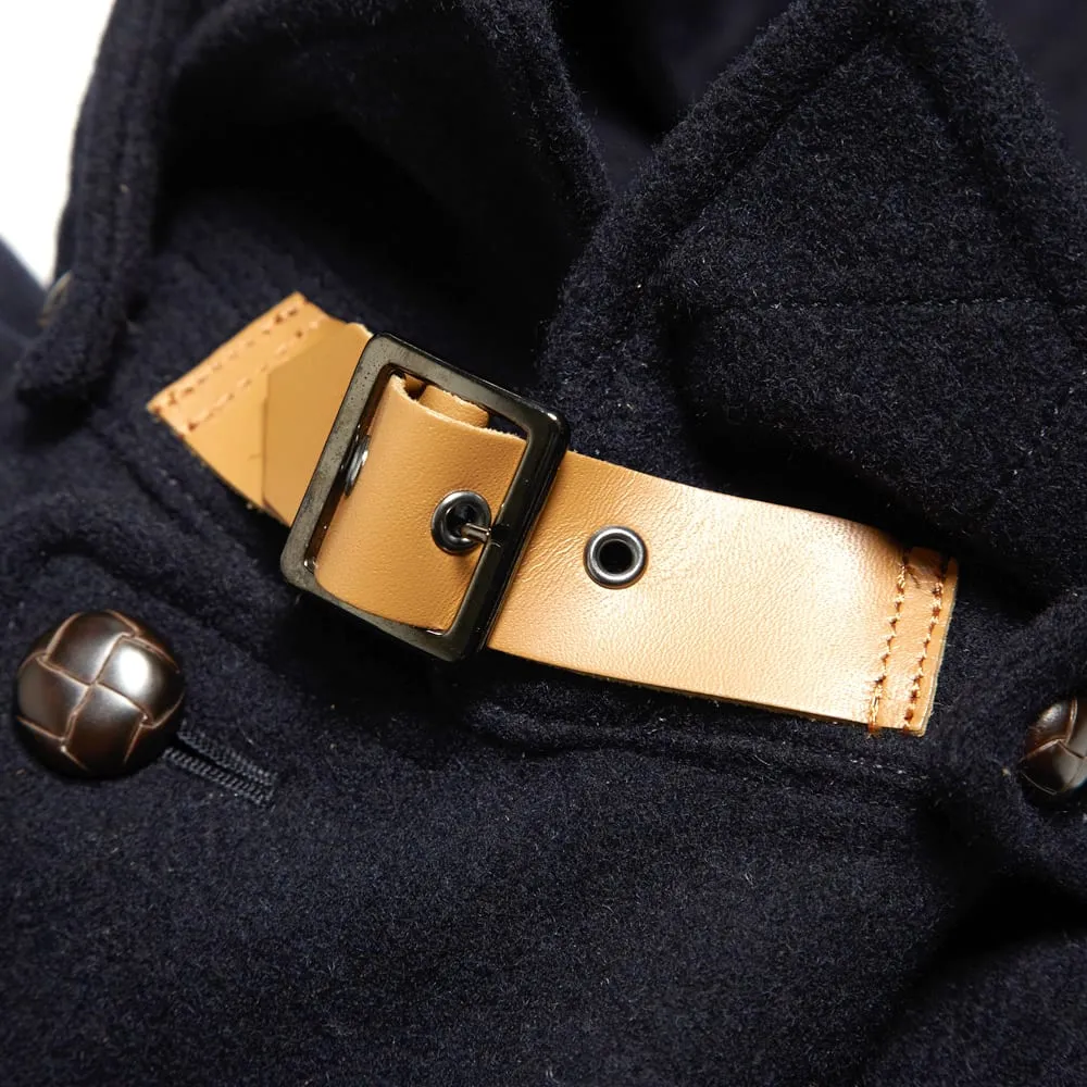 SOPHNET. Navy Wool Melton Hooded Short Blouson