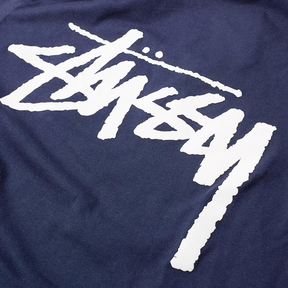 Stussy Navy Long Sleeve Original Stock Hooded Tee