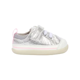 Stylish Toddler Stevie Shoes in Silver Shimmer - Sizes 3.5-5