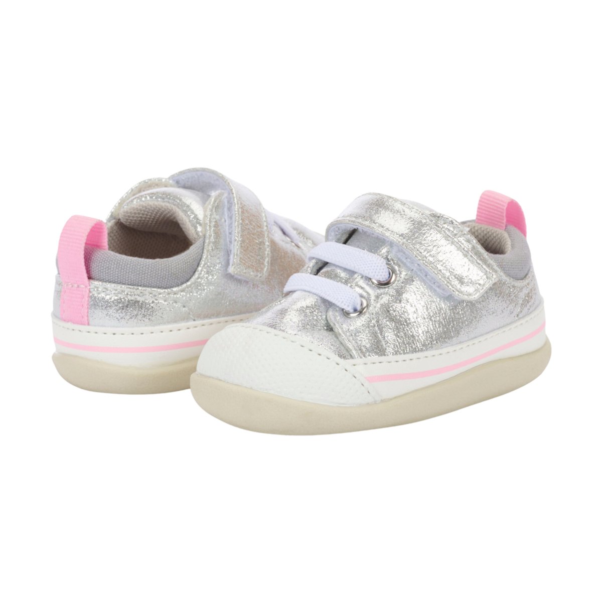 Stylish Toddler Stevie Shoes in Silver Shimmer - Sizes 3.5-5