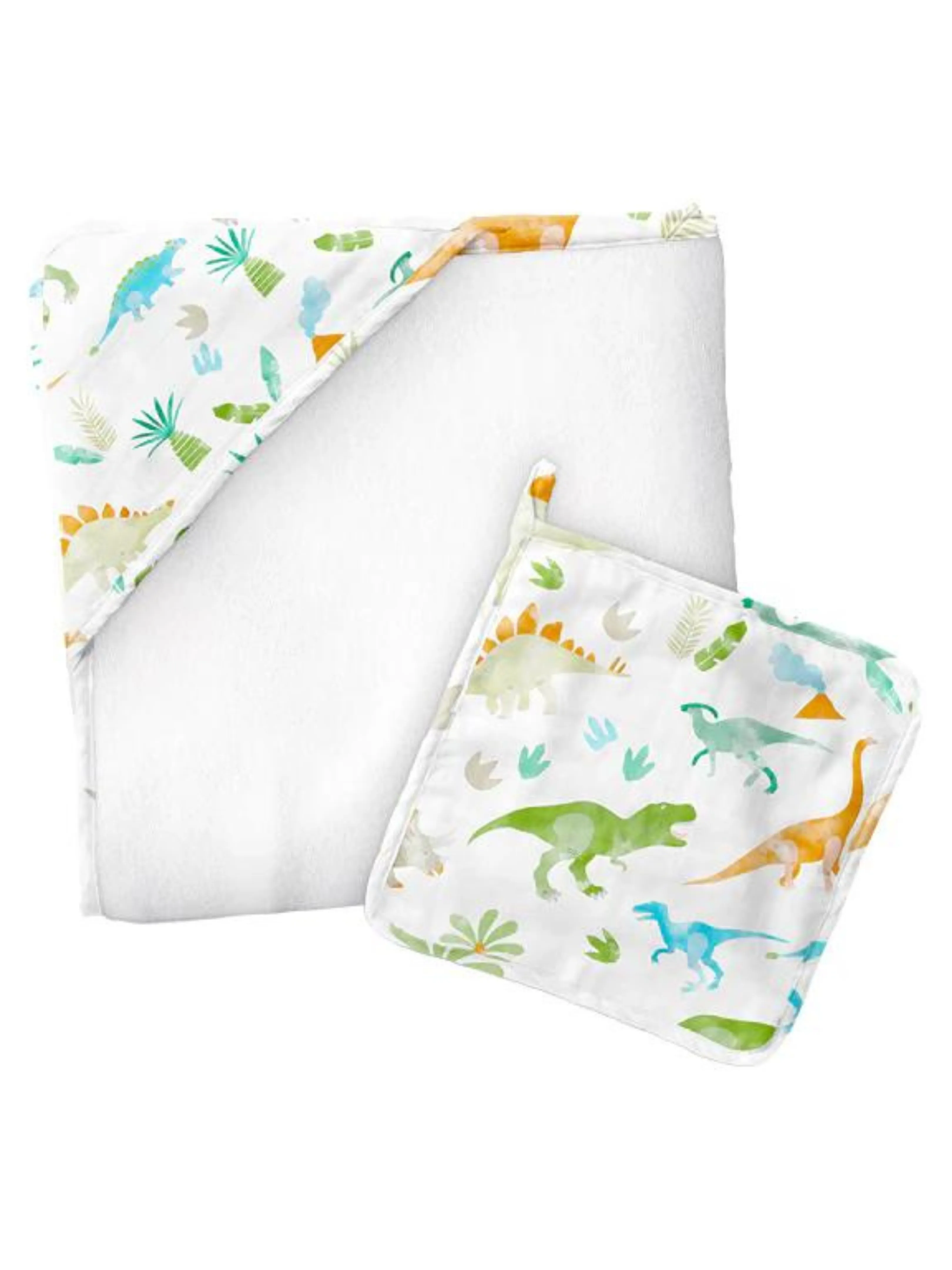 Towel and Washcloth Set - Dinosaur