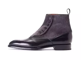 Westlake MTO Black Calf Grey Corduroy NGT Last Single Leather Sole