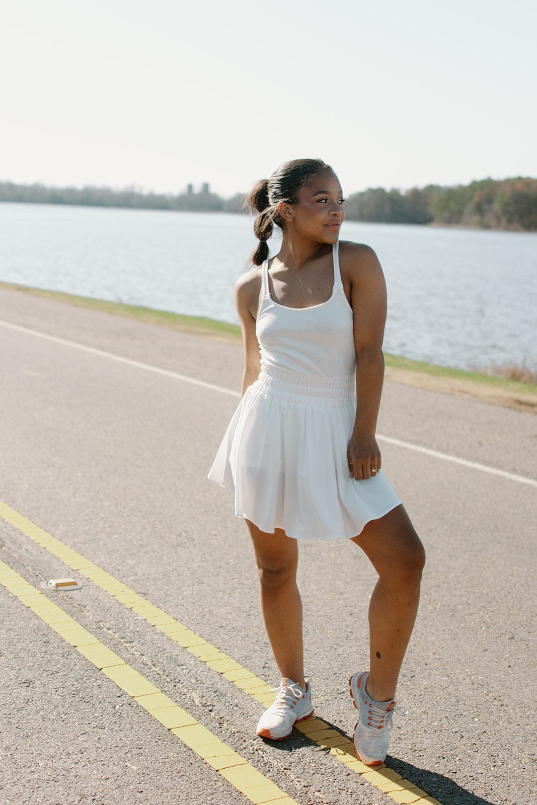 White Performance Romper Dress