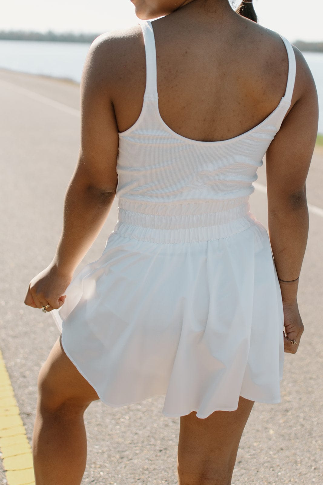 White Performance Romper Dress