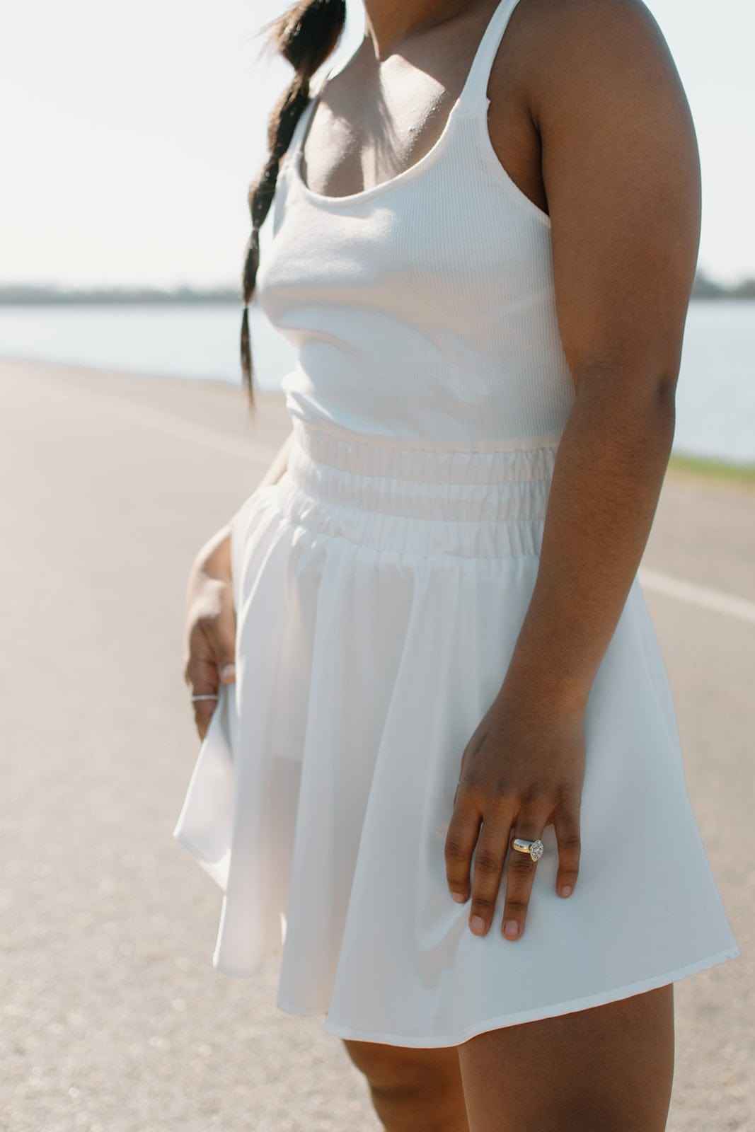 White Performance Romper Dress