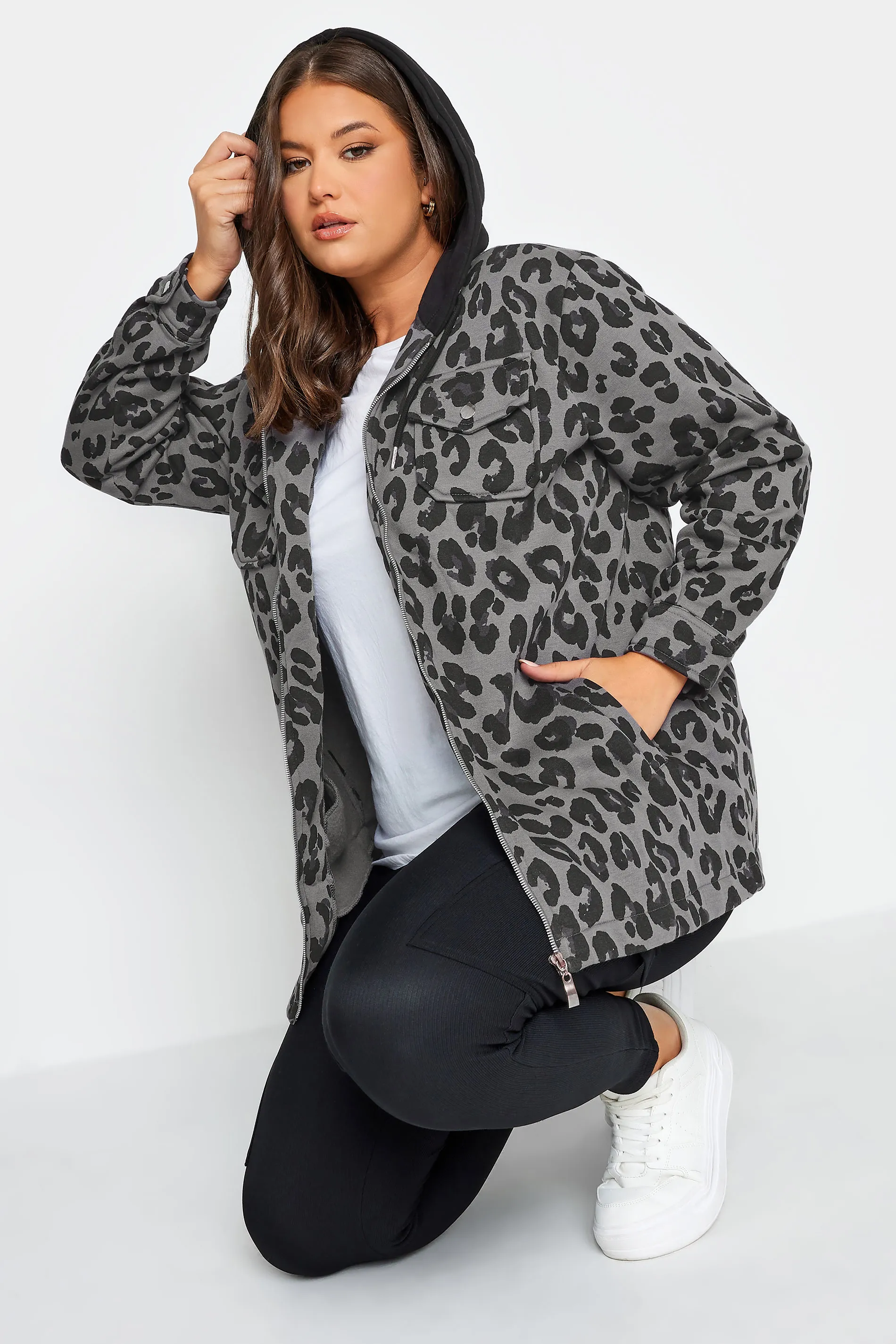 YOURS Curve Leopard Print Hooded Shacket - Now available for purchase!